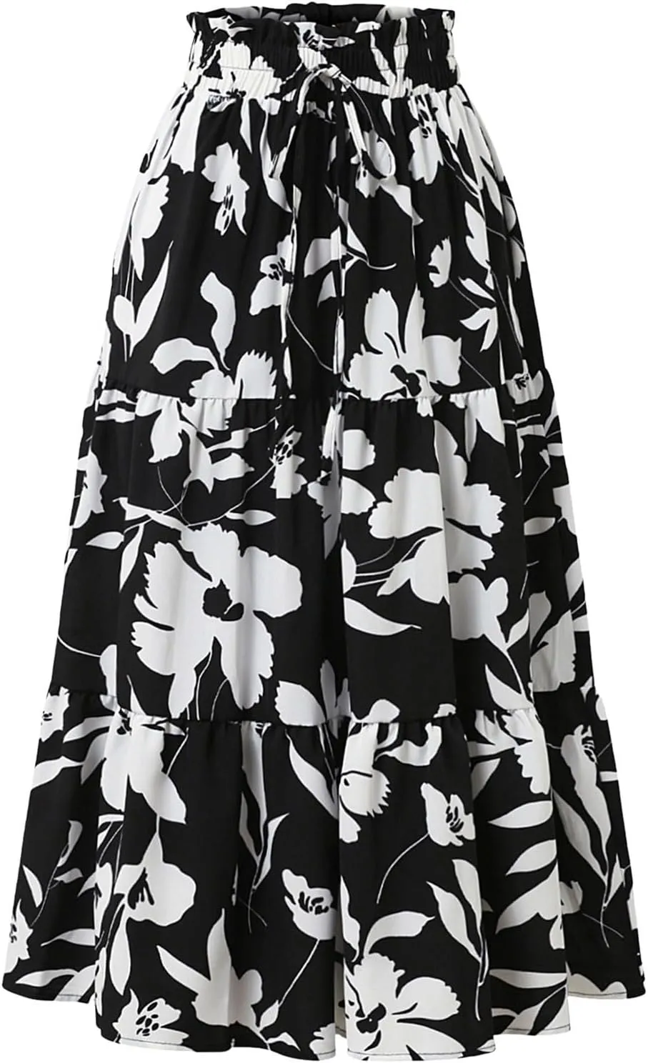 Womens Maxi Skirts Casual Drawstring High Slim Waist Flowy Summer Casual Elegant Beach Vacation Floral 2025