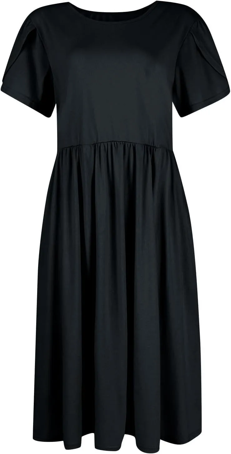 Womens Mini Dress Crewneck Short Sleeve T-Shirt Dresses Summer Casual Tunic Pleated Aline Swing Dress with Pockets