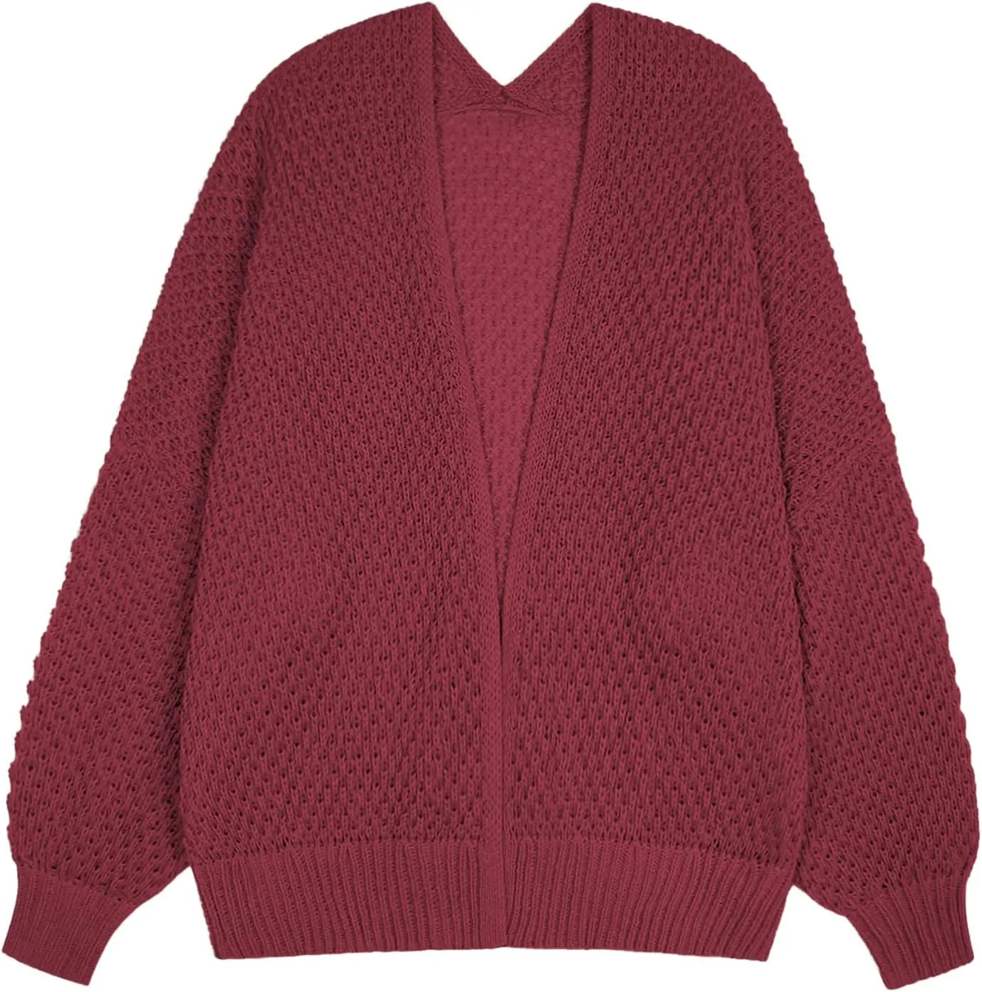 Women's Oversized Cute Crochet Cardigan Fall 2024 Casual Lightweight Hollow Out V Neck Open Front Sweater