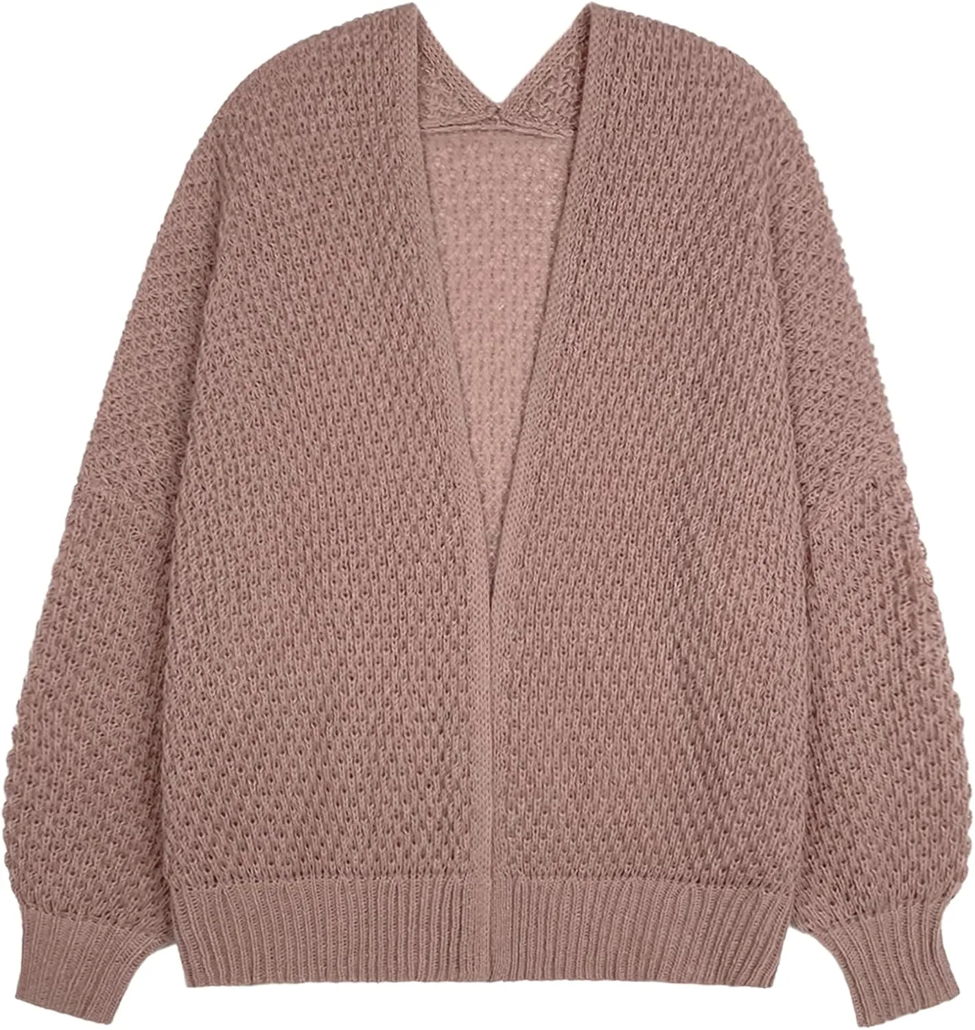 Women's Oversized Cute Crochet Cardigan Fall 2024 Casual Lightweight Hollow Out V Neck Open Front Sweater