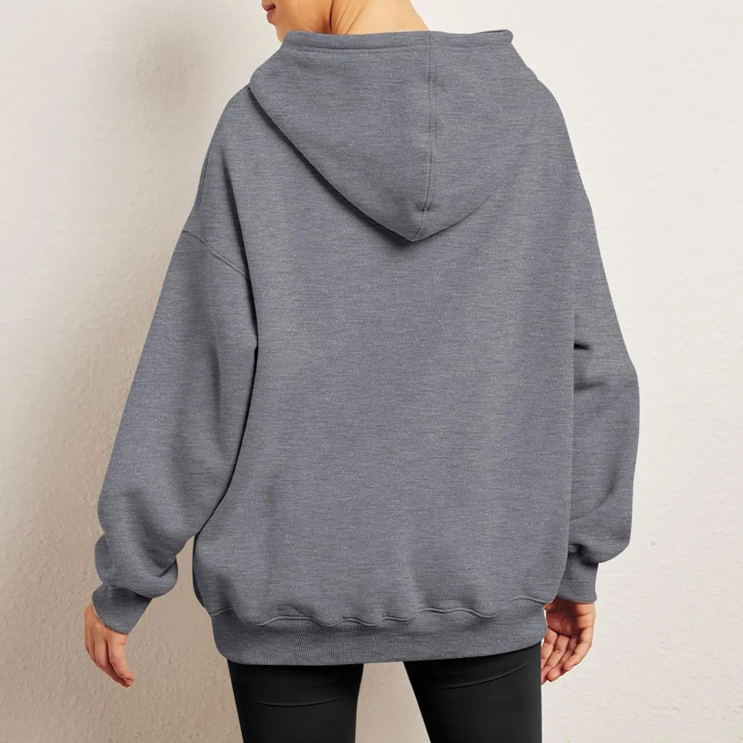 Womens Oversized Hoodie Long Sleeve Drop Shoulder Baggy Sweatshirts Lightweight Pullover Tops Fall Outfits w/Pockets