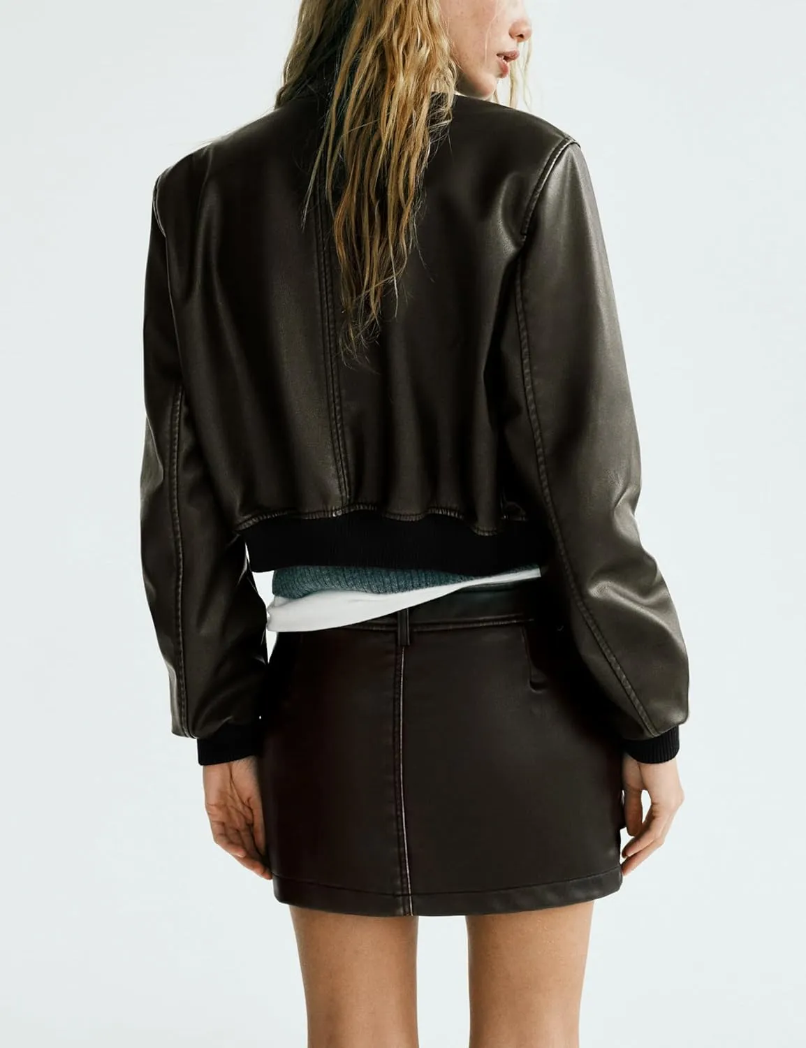Womens Oversized Leather Jackets Faux Fall Outfits Fashion Clothes Motorcycle Coats Bomber Jacket