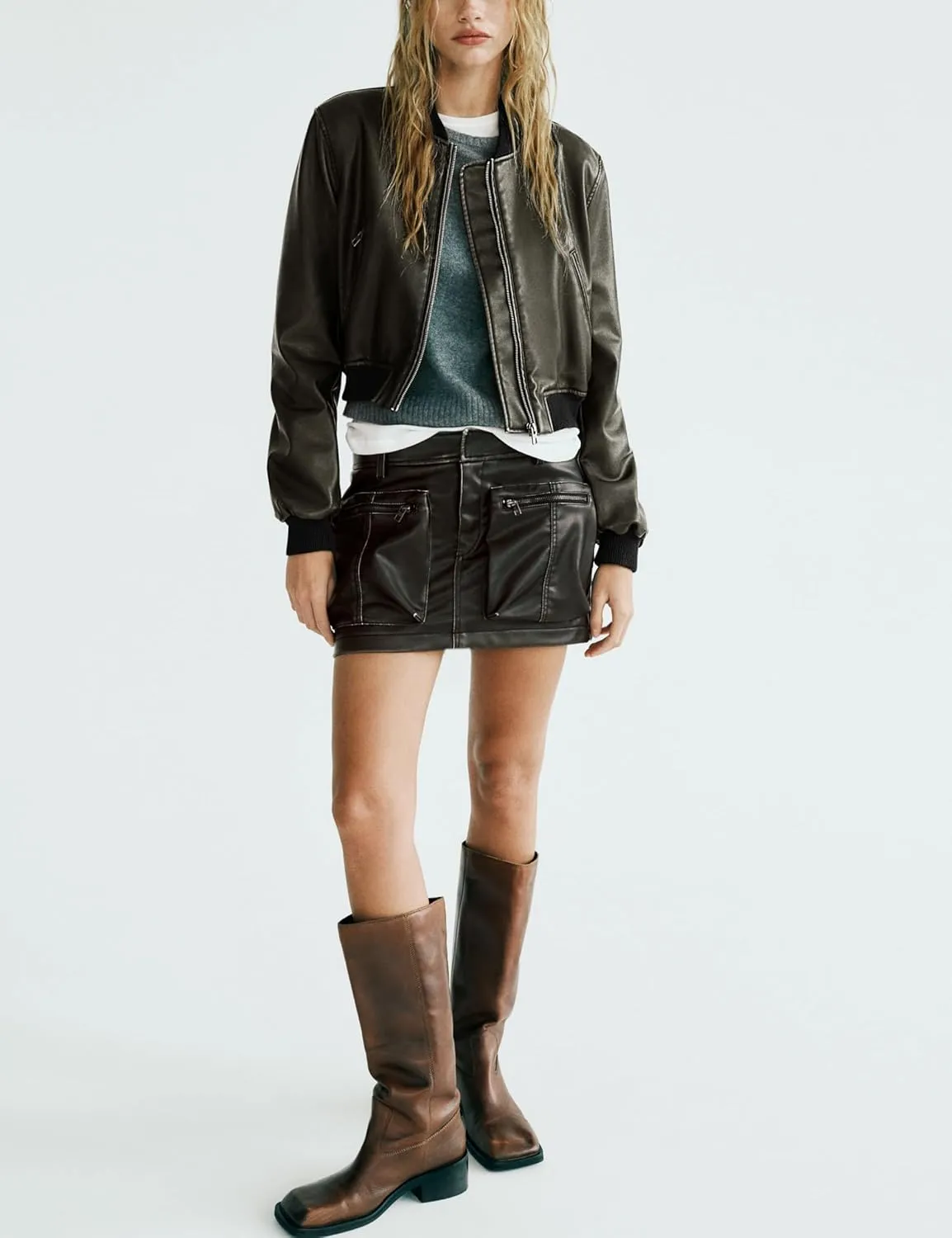 Womens Oversized Leather Jackets Faux Fall Outfits Fashion Clothes Motorcycle Coats Bomber Jacket