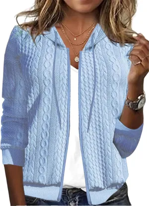 Women's Oversized Zip Up Hoodies Sweatshirts Sweater Casual Fall Winter Drawstring Jackets Cardigan
