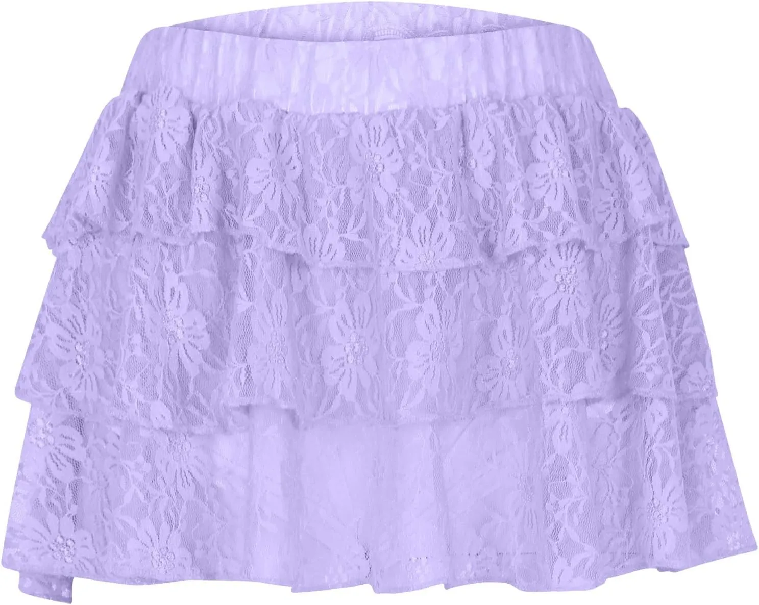 Women's Pleated Mini Skirt Sexy Lace Layered Stacked High Waisted Ruffles Lingerie Short Skirts Lounge Pajama Shorts