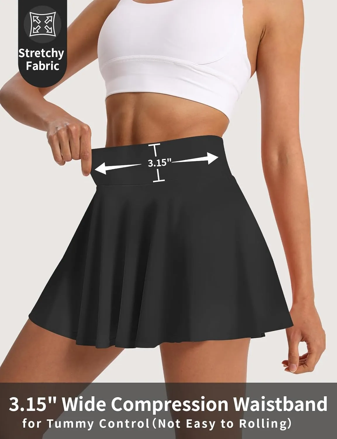 Women's Pleated Tennis Skirt Golf Skorts for Woman High Waisted Tummy Control with Shorts Pockets