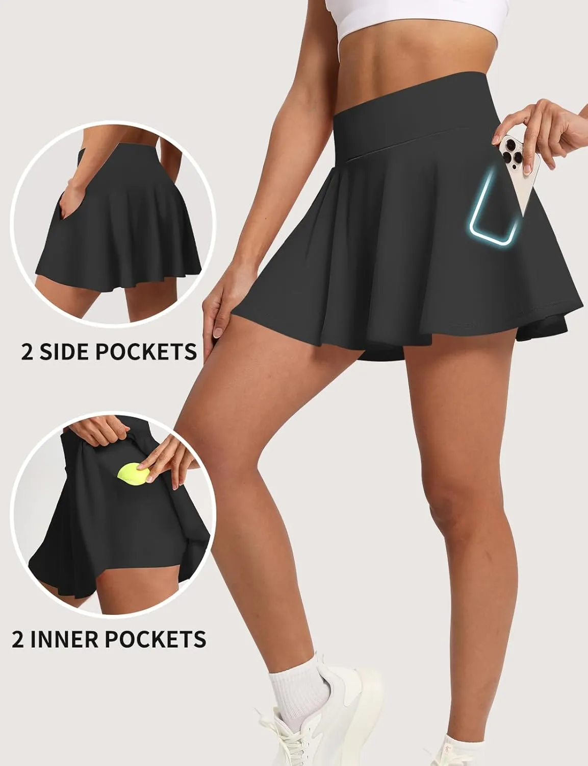 Women's Pleated Tennis Skirt Golf Skorts for Woman High Waisted Tummy Control with Shorts Pockets