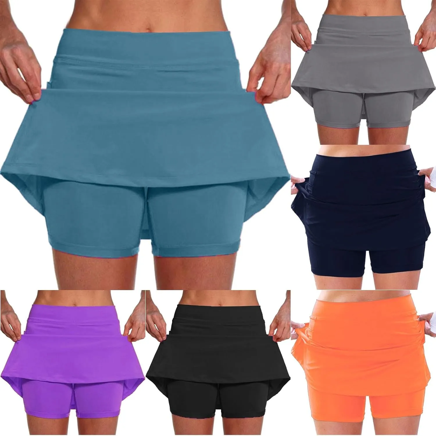 Womens Skorts with Pockets Tennis Golf Skirts Tummy Control Workout Skort High Waist Athletic Sports Pants Skirt