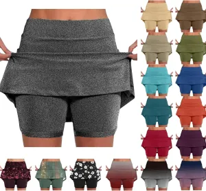 Womens Skorts with Pockets Tummy Control Plus Size Skorts Dressy Casual High Waist Athletic Shorts Trendy Skirts