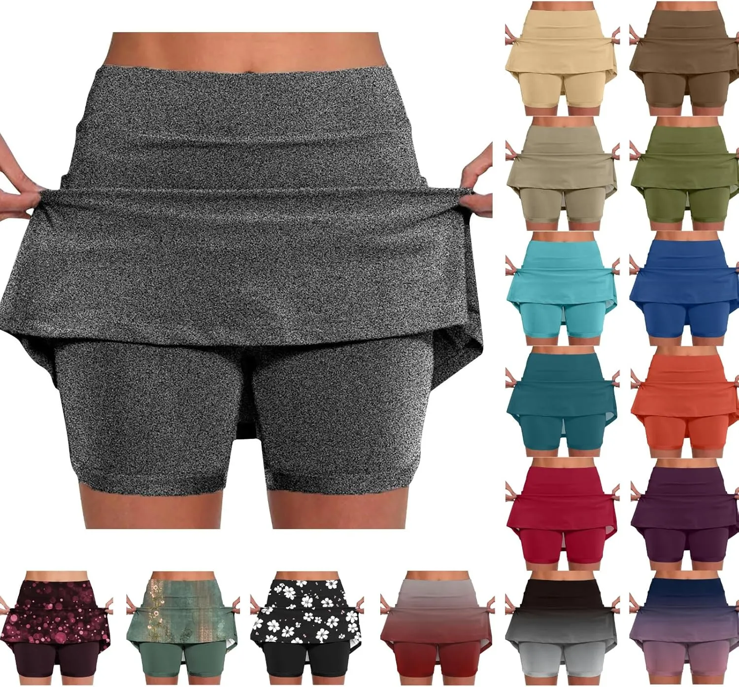 Womens Skorts with Pockets Tummy Control Plus Size Skorts Dressy Casual High Waist Athletic Shorts Trendy Skirts