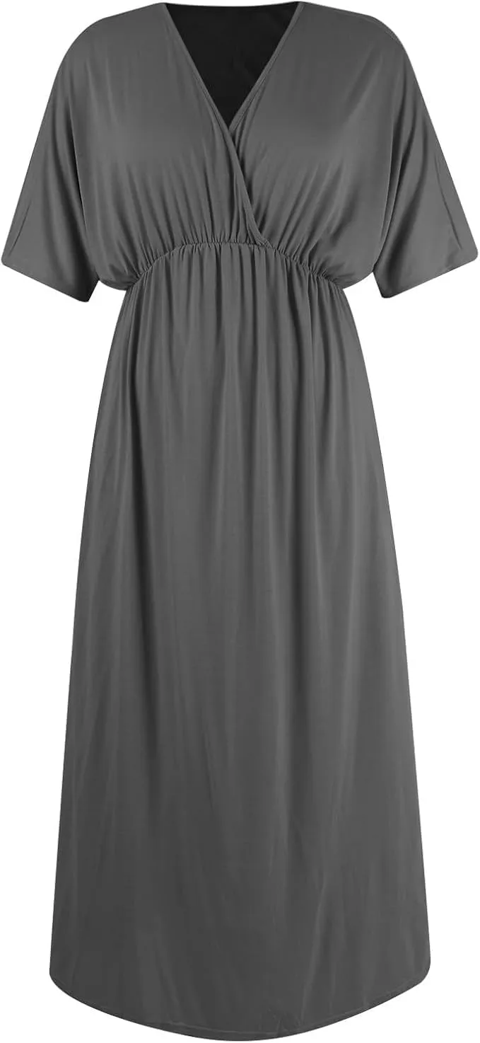 Women's Solid Color High Waist Slit Dress Holiday Beach Split Maxi Dresses Swimsuit Cover Up Flowy Midi Dress