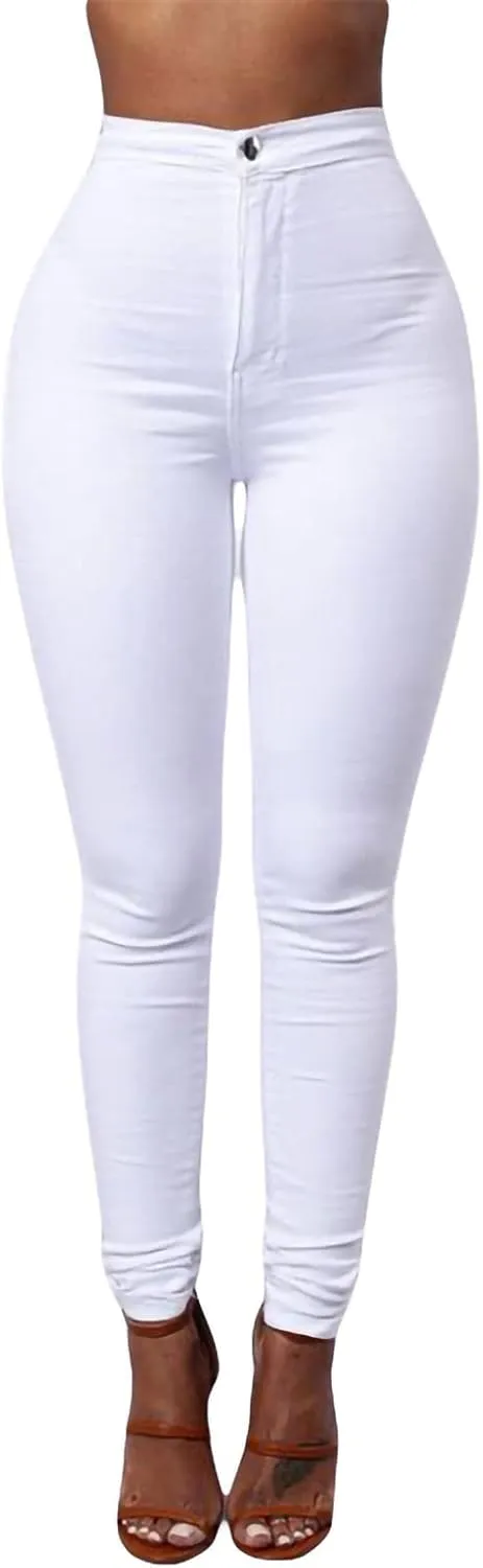 Women's Stretchy Skinny Pants High Waist Work Casual Leggings Pants Solid Color Tummy Control Pencil Trouser