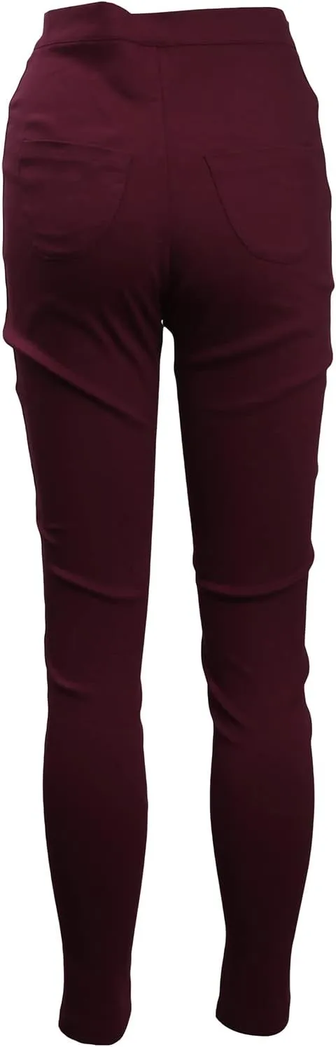 Women's Stretchy Skinny Pants High Waist Work Casual Leggings Pants Solid Color Tummy Control Pencil Trouser