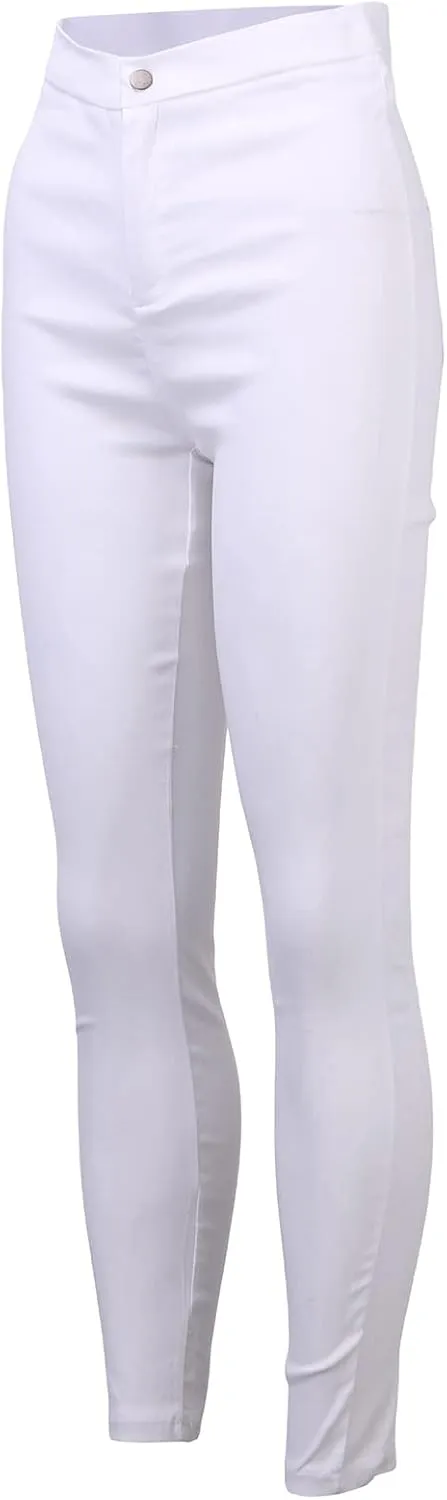Women's Stretchy Skinny Pants High Waist Work Casual Leggings Pants Solid Color Tummy Control Pencil Trouser