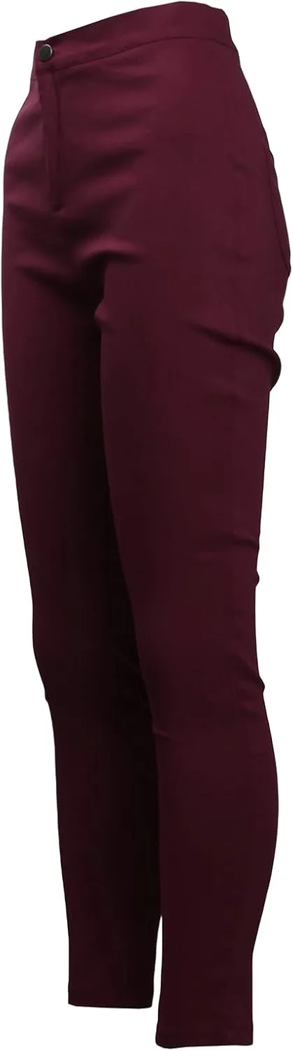 Women's Stretchy Skinny Pants High Waist Work Casual Leggings Pants Solid Color Tummy Control Pencil Trouser