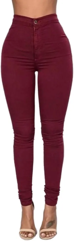 Women's Stretchy Skinny Pants High Waist Work Casual Leggings Pants Solid Color Tummy Control Pencil Trouser