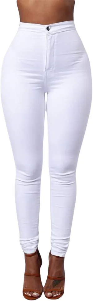 Women's Stretchy Skinny Pants High Waist Work Casual Leggings Pants Solid Color Tummy Control Pencil Trouser