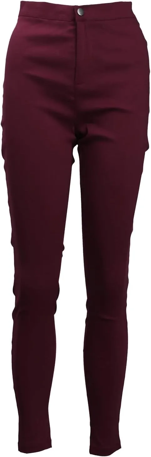 Women's Stretchy Skinny Pants High Waist Work Casual Leggings Pants Solid Color Tummy Control Pencil Trouser