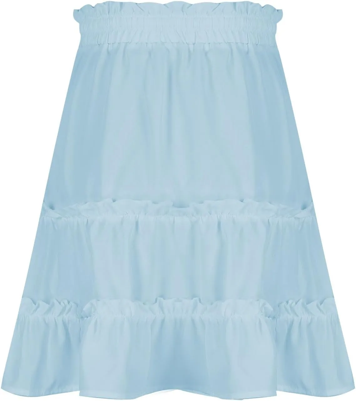 Womens Summer Beach Skirts Flowy Ruffle Tiered Mini Skirt Cute High Waist Boho Flared A-Line Short Skirts Dress