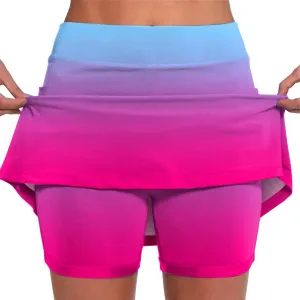 Women's Tennis Skirt Gradient Color High Waisted Golf Skorts Plus Size Athletic Workout Skirt Built in Shorts