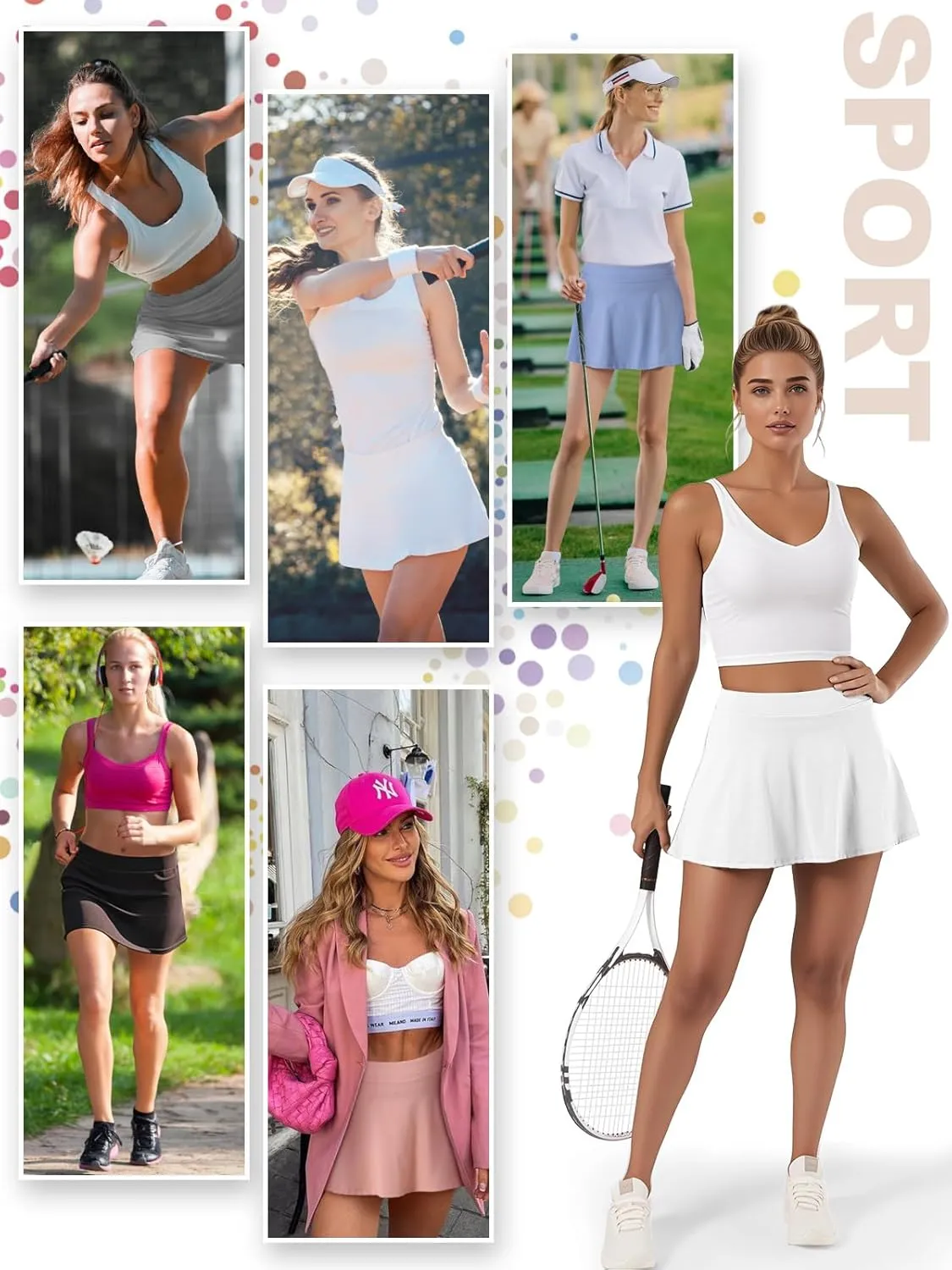 Womens Tennis Skirt High Waisted Athletic Skort Pleated Tennis Skirt with Shorts Pocket Golf Running Pickleball