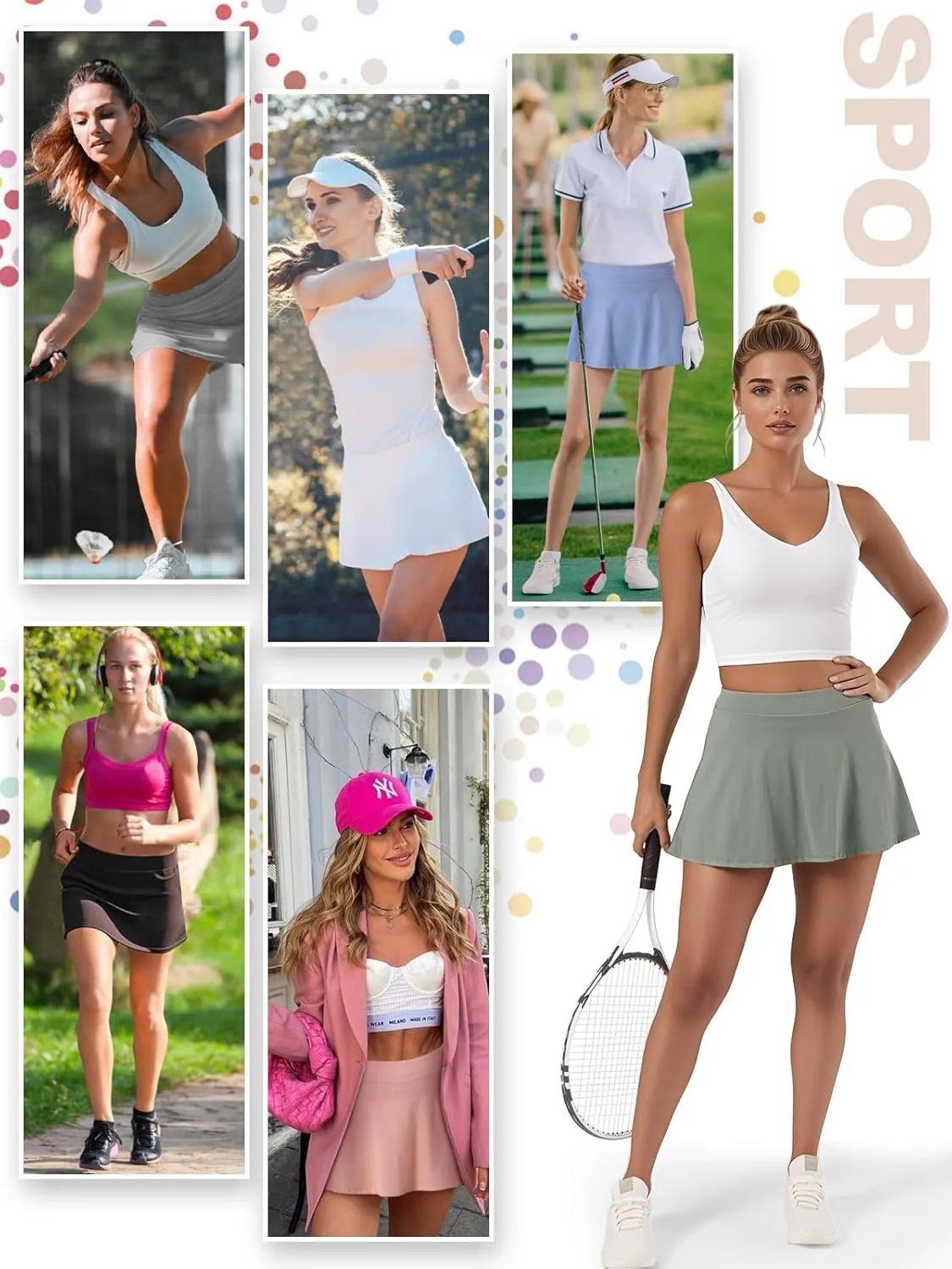 Womens Tennis Skirt High Waisted Athletic Skort Pleated Tennis Skirt with Shorts Pocket Golf Running Pickleball