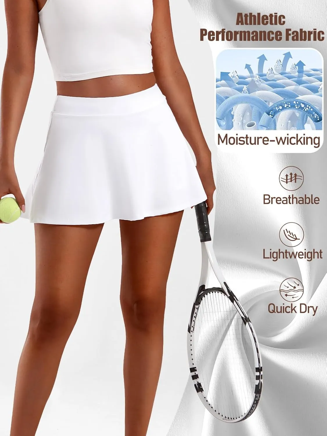 Womens Tennis Skirt High Waisted Athletic Skort Pleated Tennis Skirt with Shorts Pocket Golf Running Pickleball