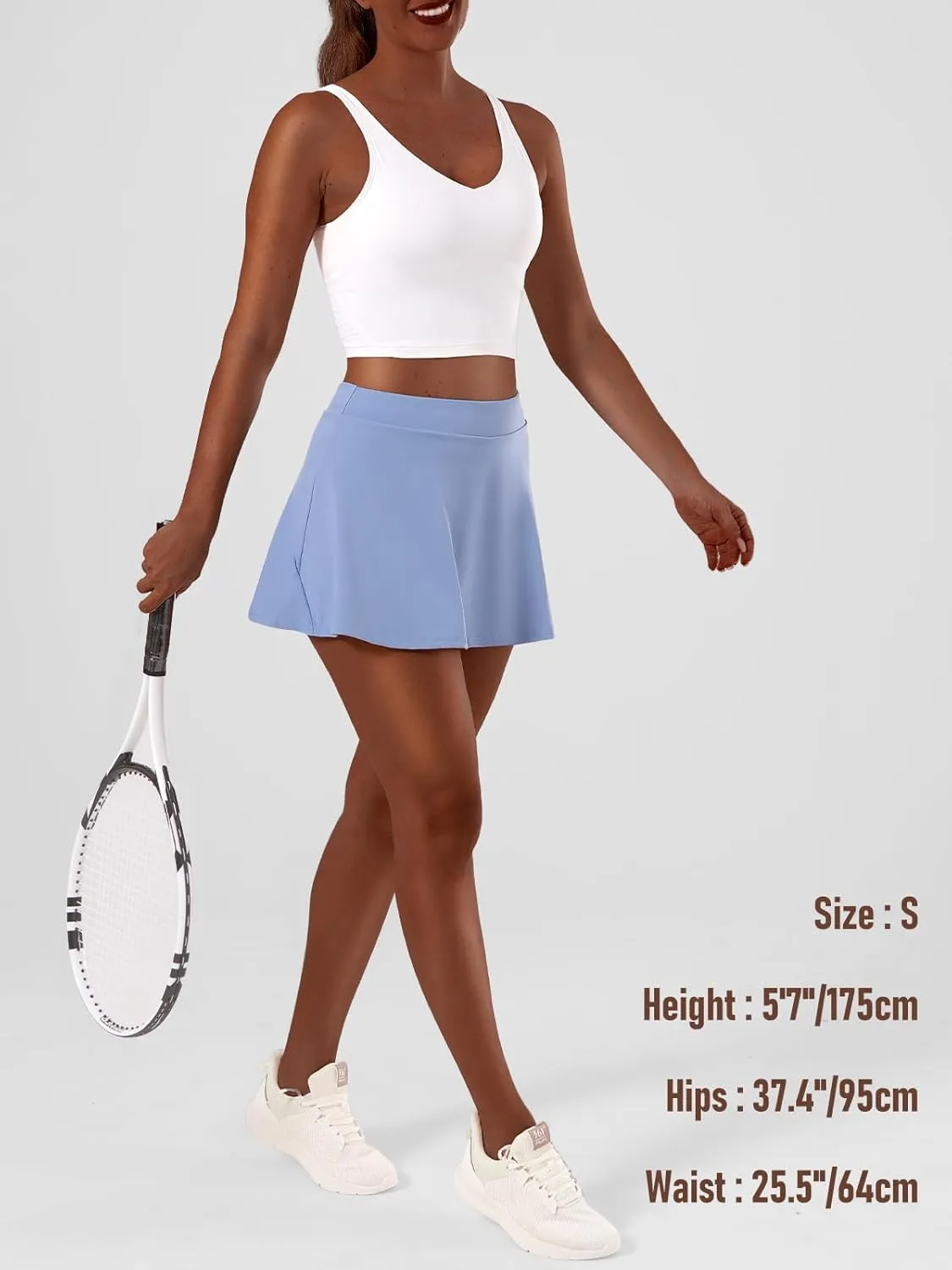 Womens Tennis Skirt High Waisted Athletic Skort Pleated Tennis Skirt with Shorts Pocket Golf Running Pickleball