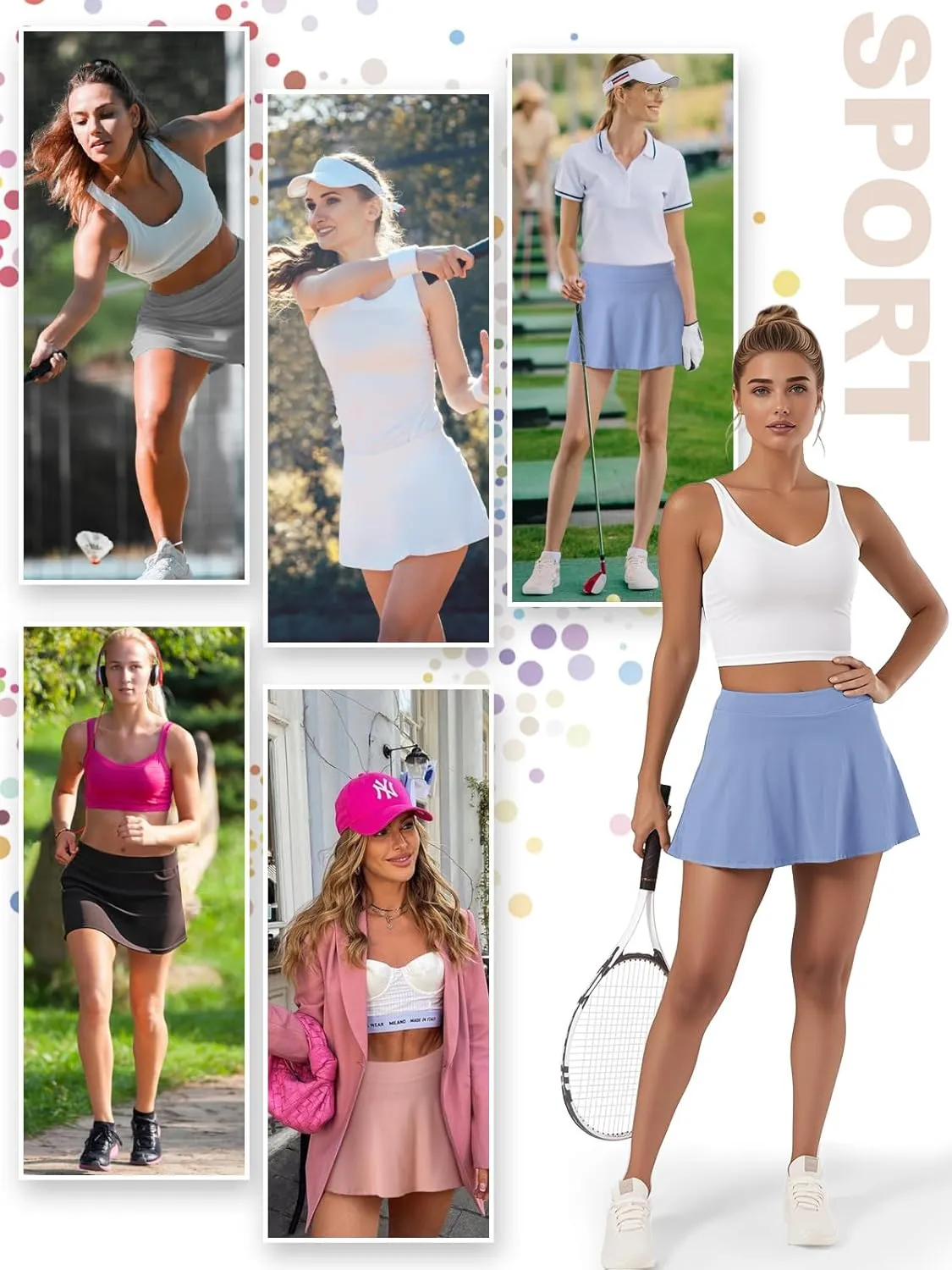 Womens Tennis Skirt High Waisted Athletic Skort Pleated Tennis Skirt with Shorts Pocket Golf Running Pickleball