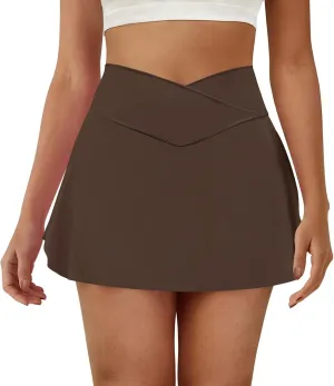 Womens Tennis Skirt with Pockets Shorts Crossover Golf Skorts Side Split Athletic Skirts Mini Skort Workout