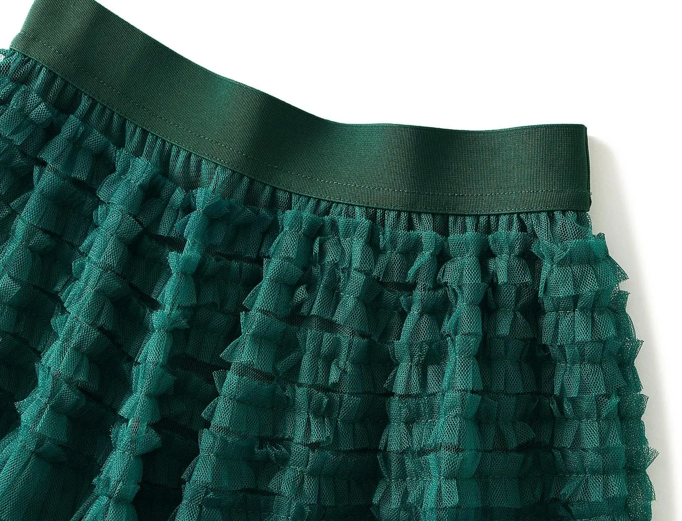 Women's Tulle Long Skirt High Waist Pleated Layered Elastic Waist Midi Skirt Mesh Ballet Wedding Prom Party A-Line Tutu Skirt