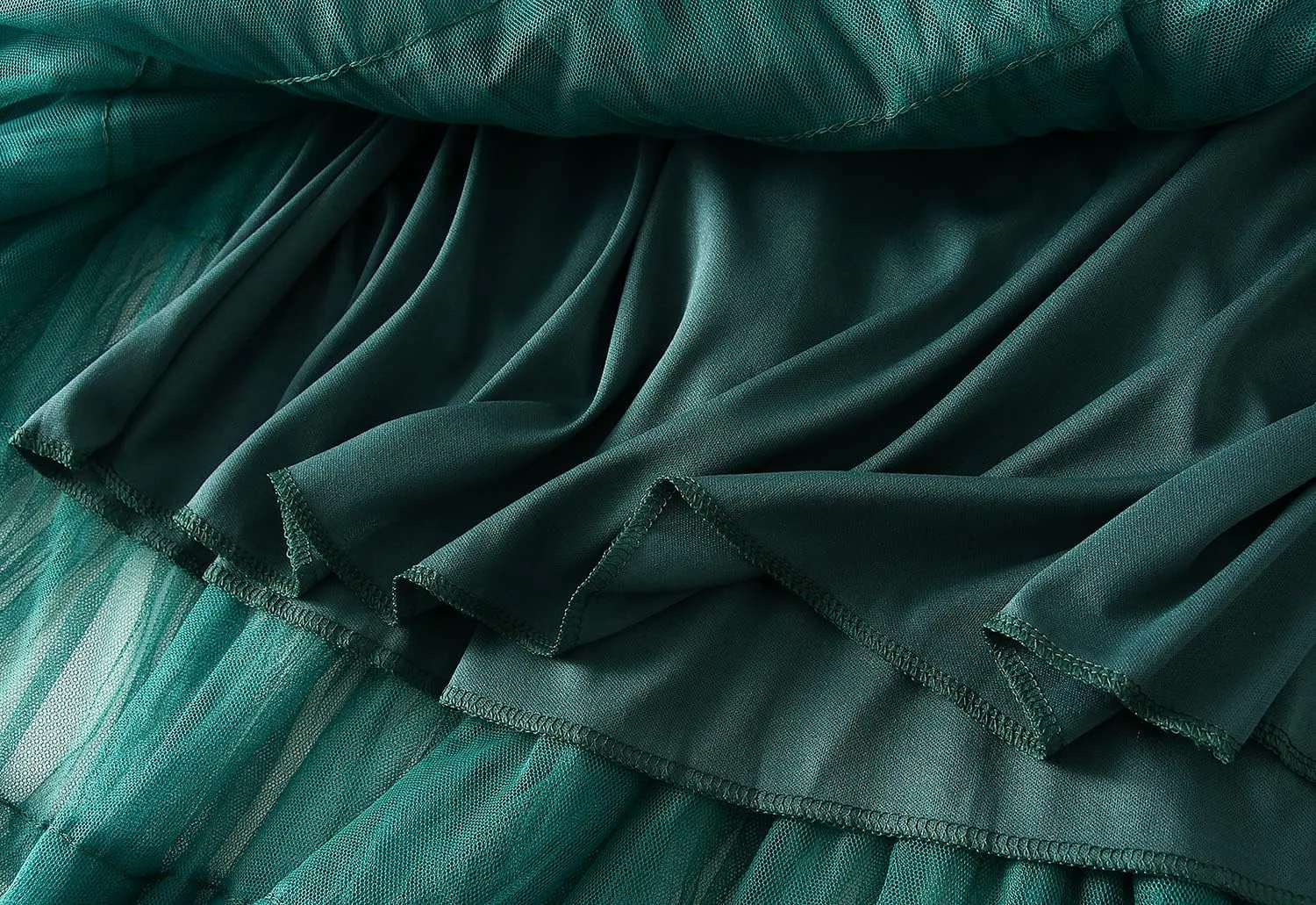 Women's Tulle Long Skirt High Waist Pleated Layered Elastic Waist Midi Skirt Mesh Ballet Wedding Prom Party A-Line Tutu Skirt