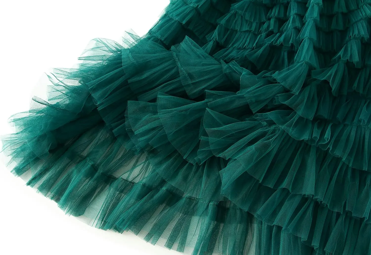 Women's Tulle Long Skirt High Waist Pleated Layered Elastic Waist Midi Skirt Mesh Ballet Wedding Prom Party A-Line Tutu Skirt
