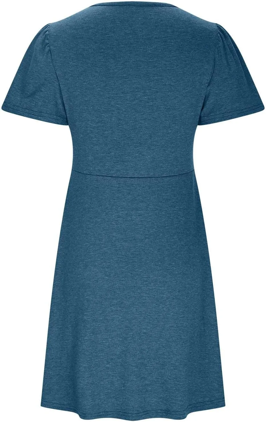 Womens Twist Front V Neck Summer Dress Sexy Elegant Puff Sleeve Casual Pleated Mini Dresses Swing A Line Sundresses