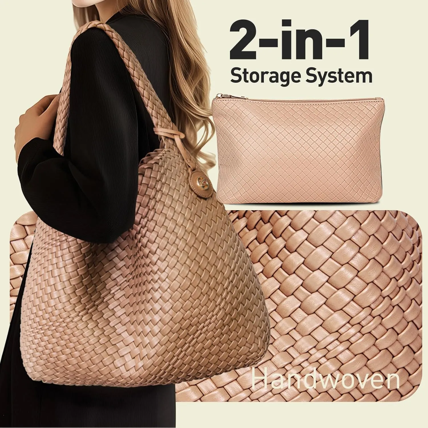 Woven Tote Bag for Women Woven Purse Large Woven Tote Braided Purse Weave Purse with Top Handle