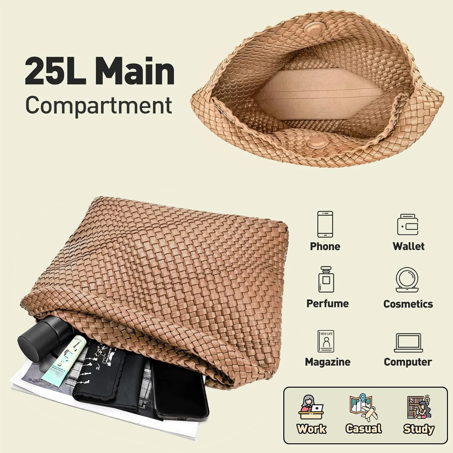 Woven Tote Bag for Women Woven Purse Large Woven Tote Braided Purse Weave Purse with Top Handle