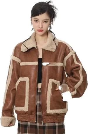 Xingfenly Winter Coat Women Faux Leather Jackets Motorcycle Short Loose Cotton-padded Jacket Female