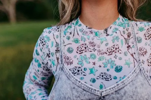 Yeehaw Long Sleeve Mesh Top