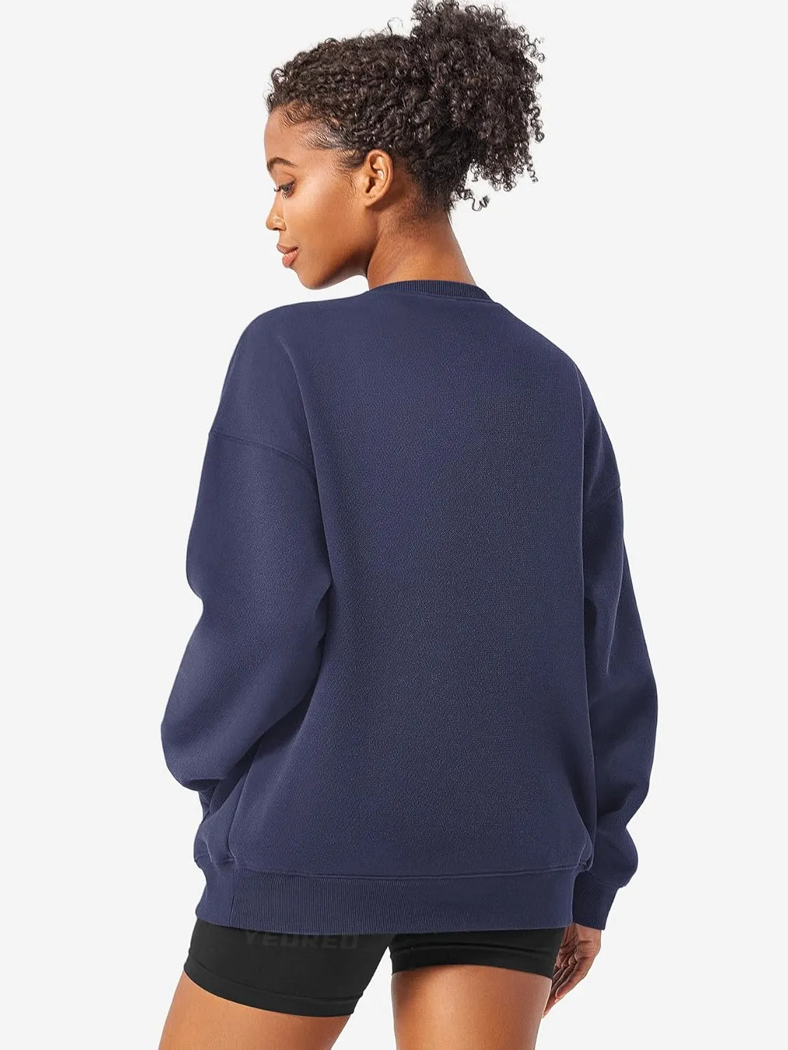 YEOREO Womens Oversized Sweatshirts Hoodies Crew Neck Pullover Jocely Fleece Long Sleeve Shirts with Pocket