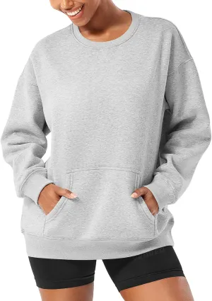 YEOREO Womens Oversized Sweatshirts Hoodies Crew Neck Pullover Jocely Fleece Long Sleeve Shirts with Pocket