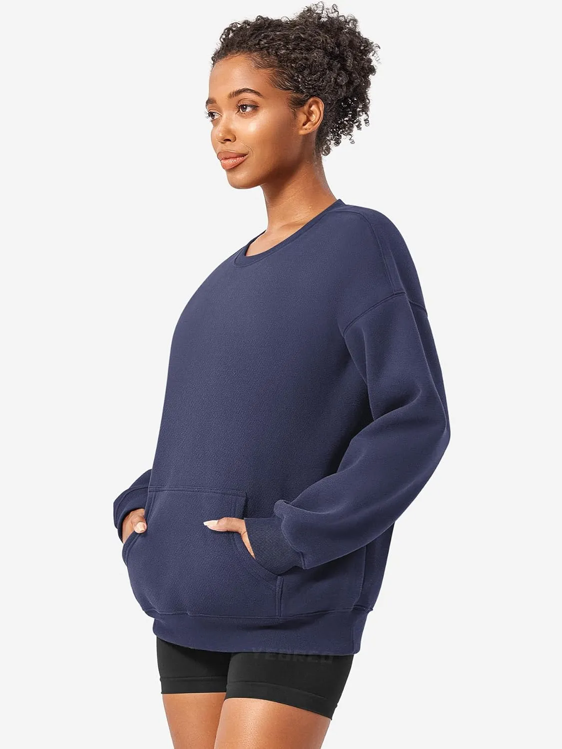 YEOREO Womens Oversized Sweatshirts Hoodies Crew Neck Pullover Jocely Fleece Long Sleeve Shirts with Pocket