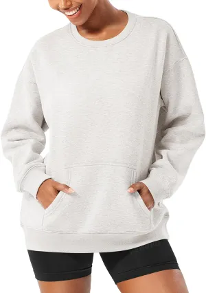 YEOREO Womens Oversized Sweatshirts Hoodies Crew Neck Pullover Jocely Fleece Long Sleeve Shirts with Pocket