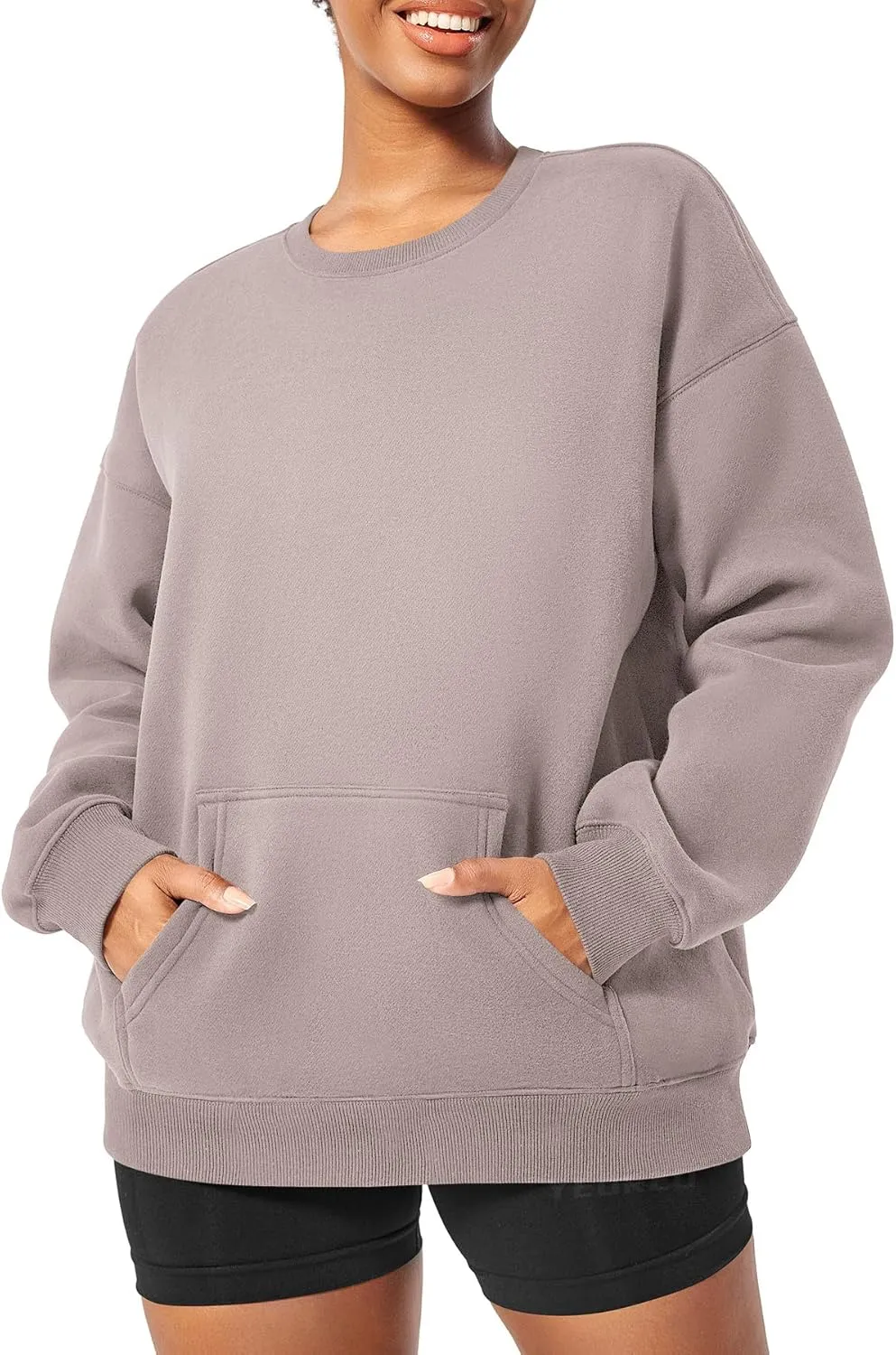 YEOREO Womens Oversized Sweatshirts Hoodies Crew Neck Pullover Jocely Fleece Long Sleeve Shirts with Pocket