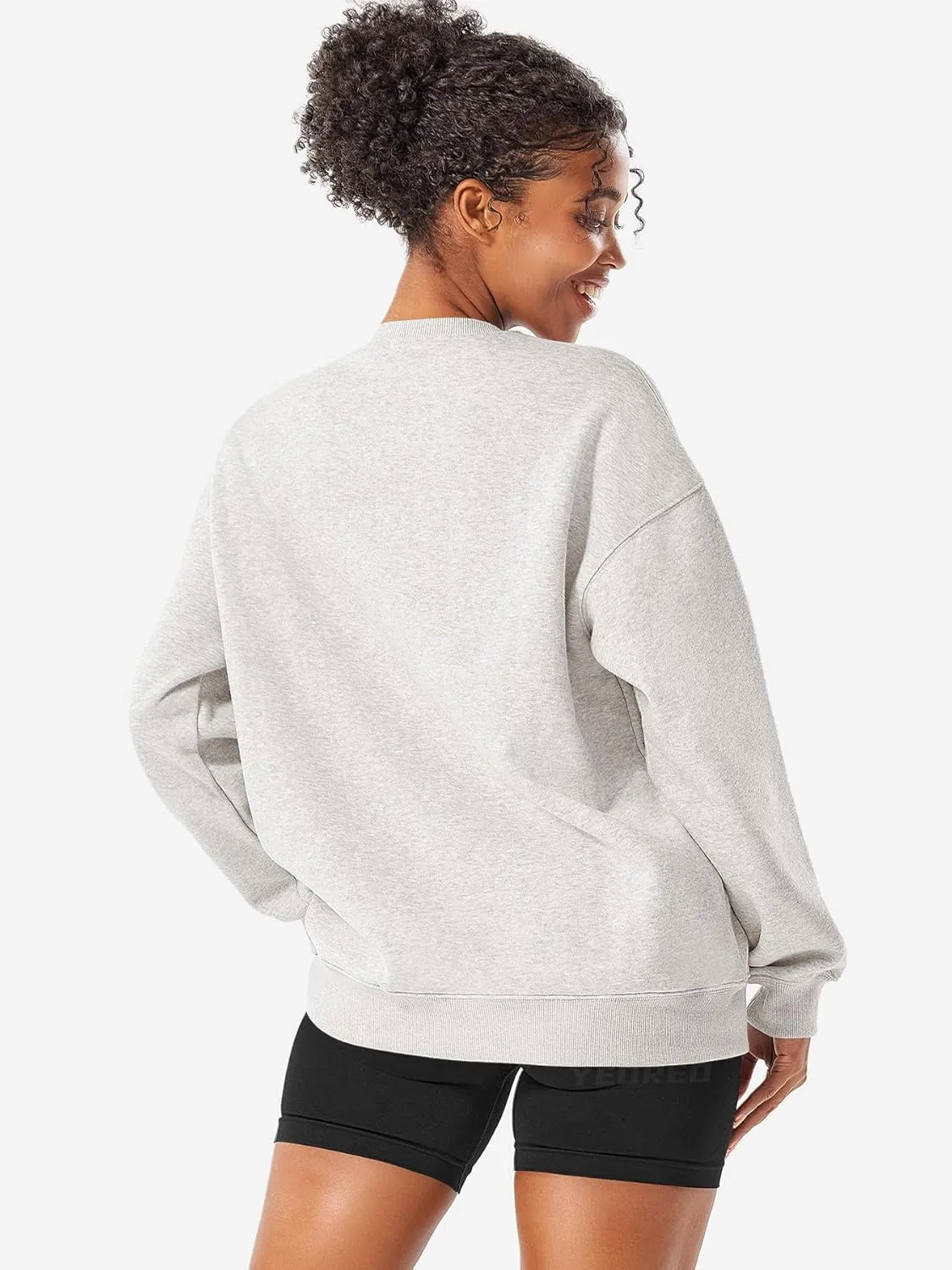 YEOREO Womens Oversized Sweatshirts Hoodies Crew Neck Pullover Jocely Fleece Long Sleeve Shirts with Pocket