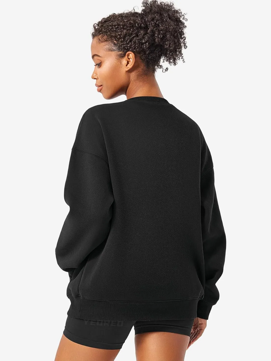 YEOREO Womens Oversized Sweatshirts Hoodies Crew Neck Pullover Jocely Fleece Long Sleeve Shirts with Pocket