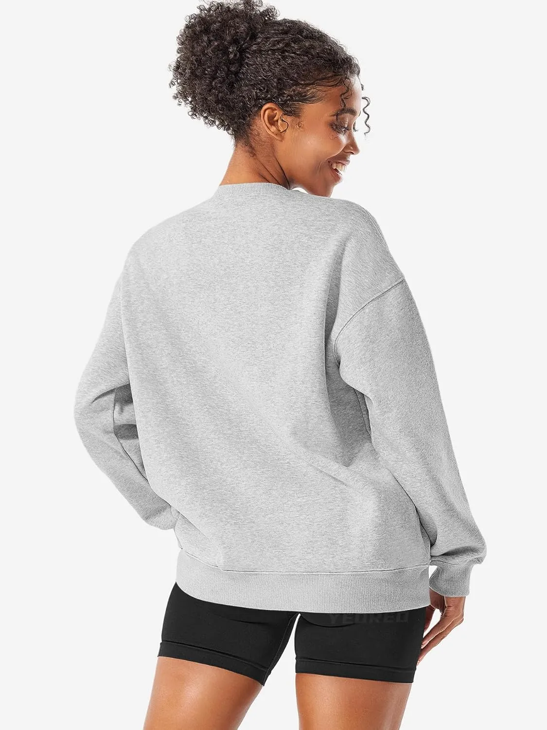 YEOREO Womens Oversized Sweatshirts Hoodies Crew Neck Pullover Jocely Fleece Long Sleeve Shirts with Pocket