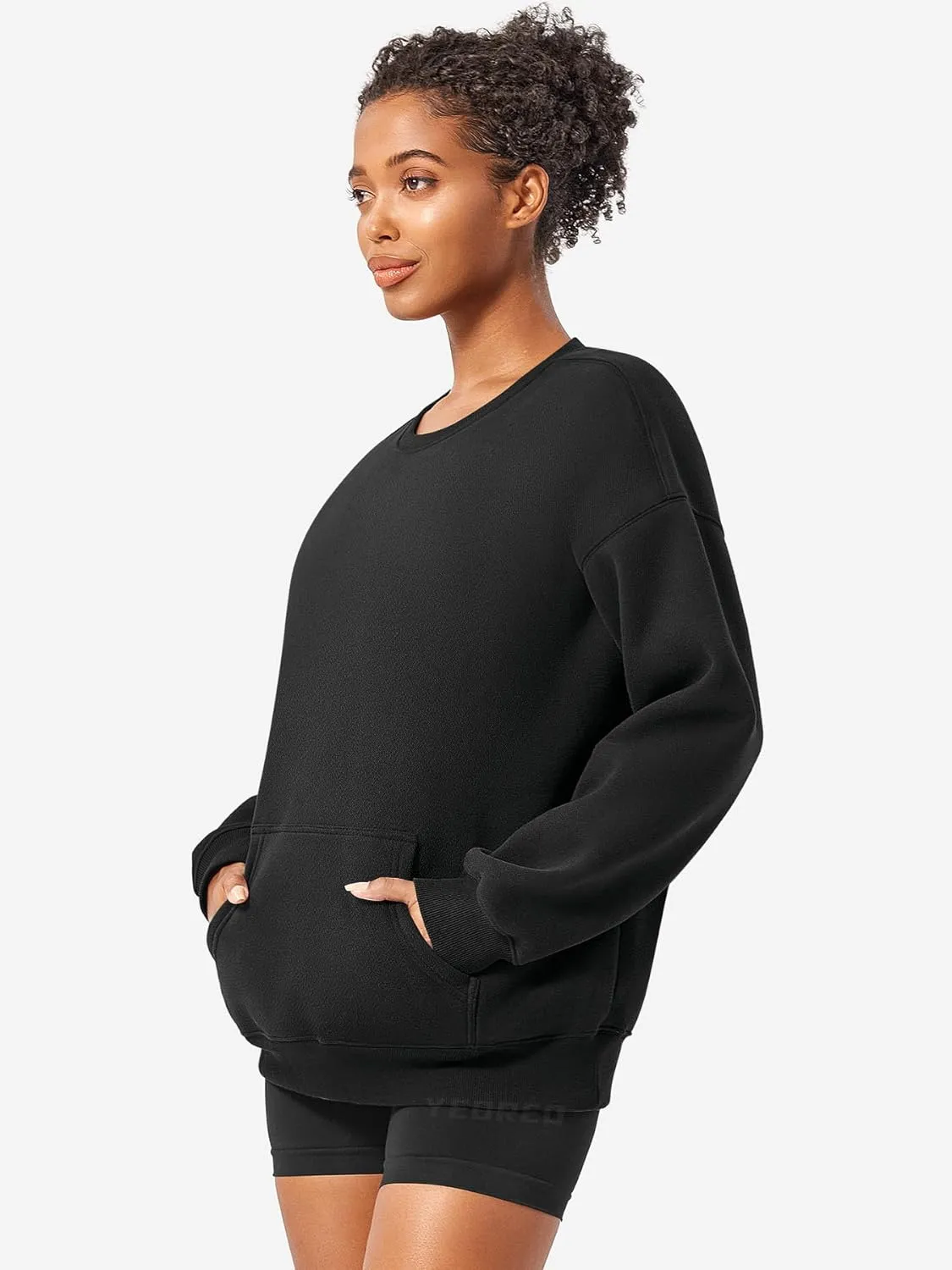 YEOREO Womens Oversized Sweatshirts Hoodies Crew Neck Pullover Jocely Fleece Long Sleeve Shirts with Pocket