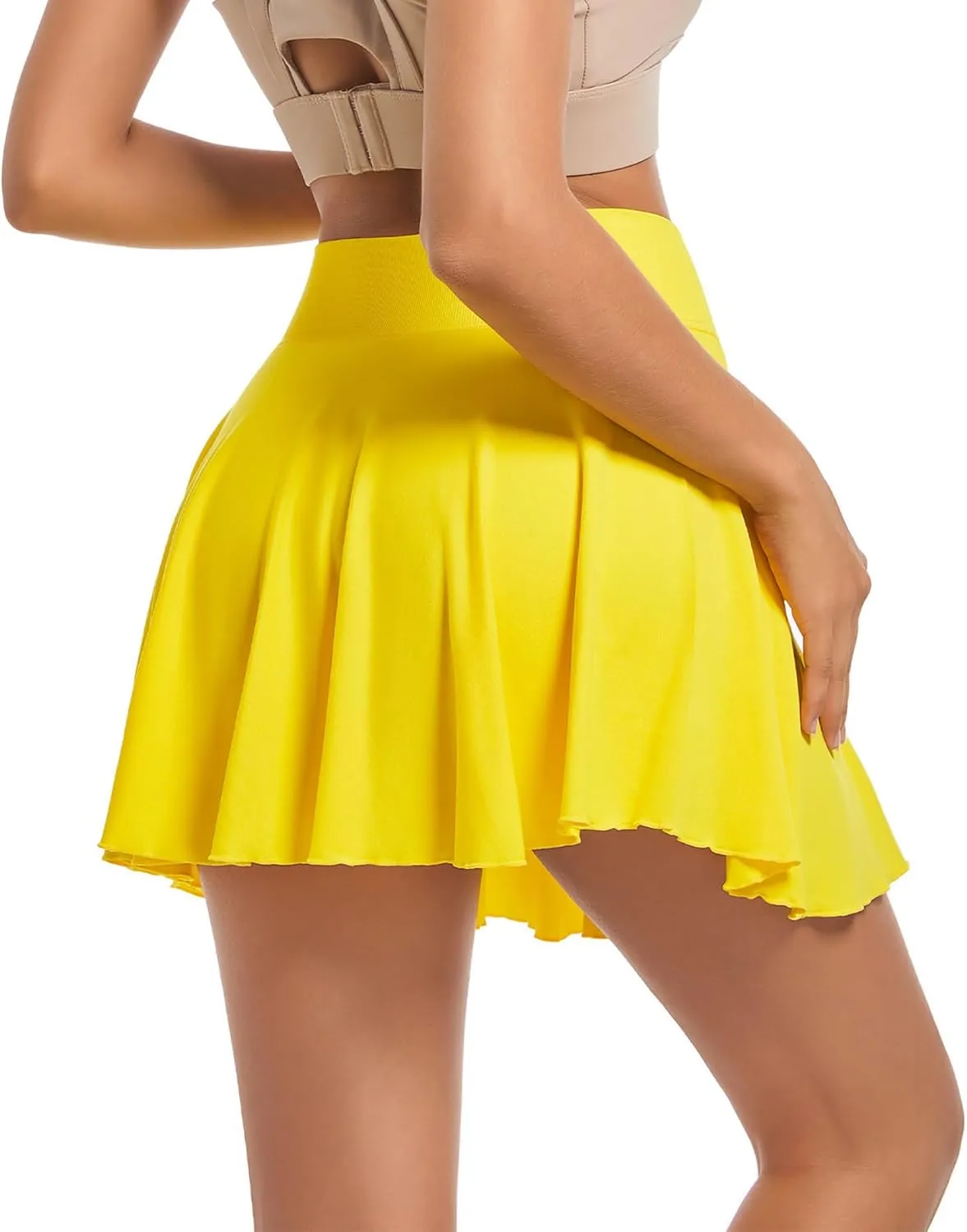YOAKAKU Pleated Tennis Skater Skirts for Women with Pocket Shorts Flowy Golf Athletic Skort Sports Mini Skirt