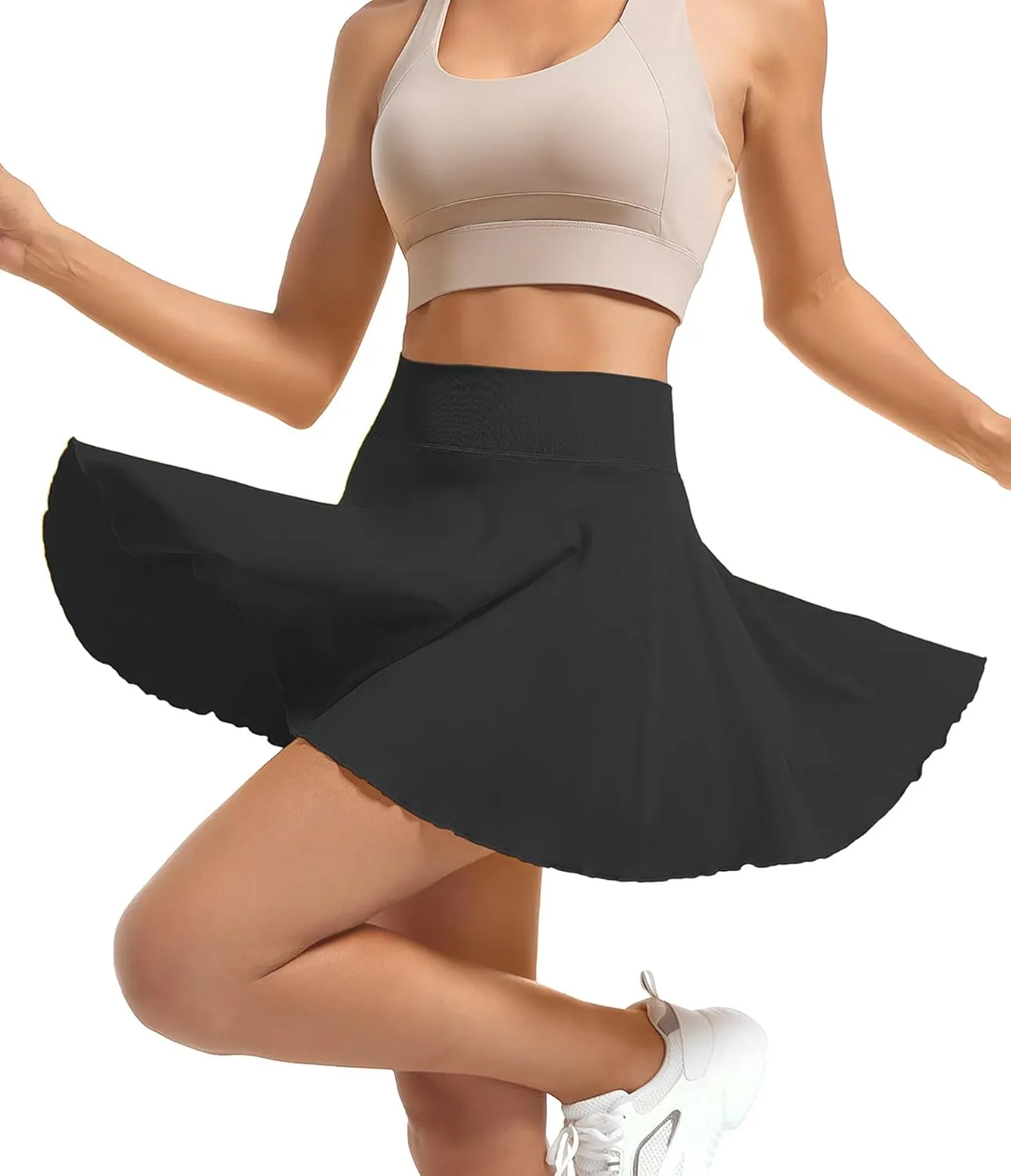 YOAKAKU Pleated Tennis Skater Skirts for Women with Pocket Shorts Flowy Golf Athletic Skort Sports Mini Skirt