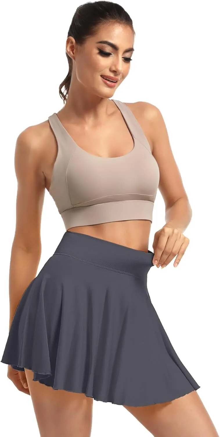 YOAKAKU Pleated Tennis Skater Skirts for Women with Pocket Shorts Flowy Golf Athletic Skort Sports Mini Skirt